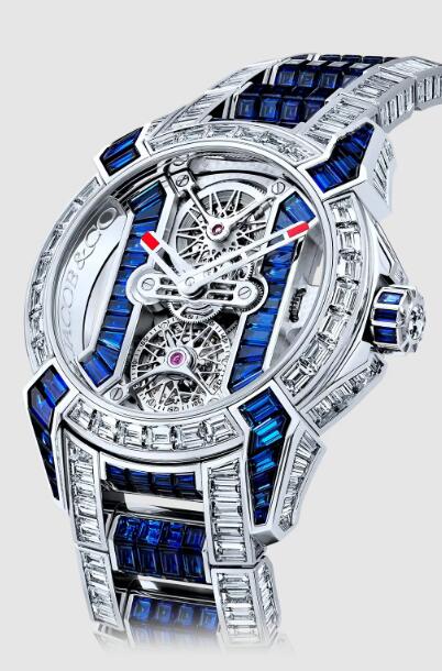 Review Jacob & Co epic x tourbillon baguette DIAMONDS & BLUE SAPPHIRES EX510.30.BD.BB.A30BA Replica watch